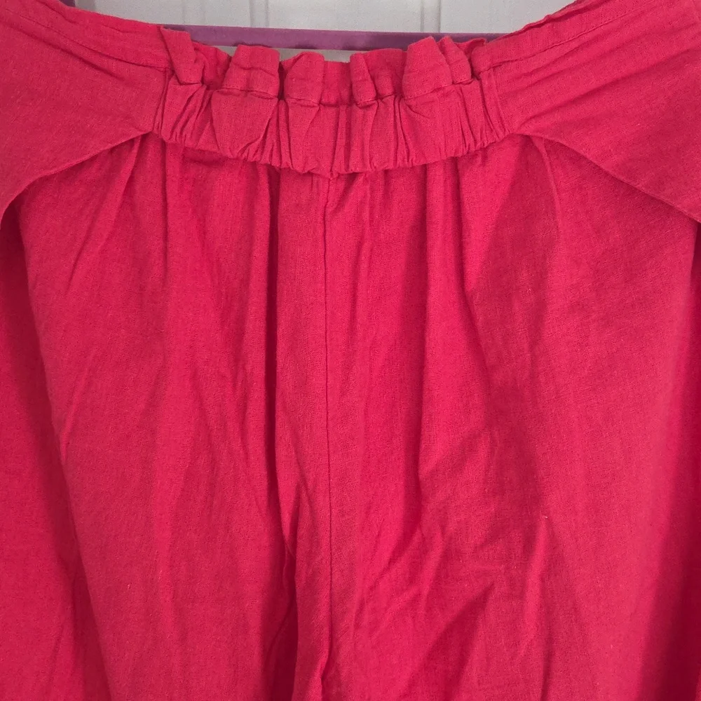 Free People Red Linen Wide Leg Pants